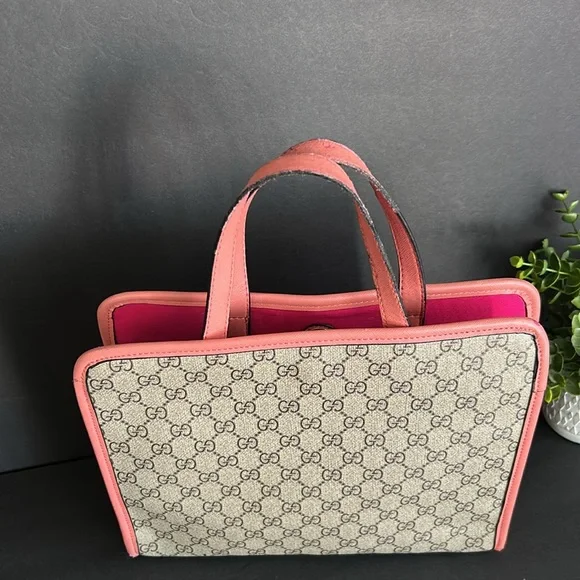 Tote with Strawberry Design - Pink and Gray - Picture 5 of 12